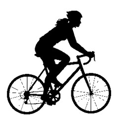 Silhouette Style Woman on Road Bike Cycling Sport Illustration