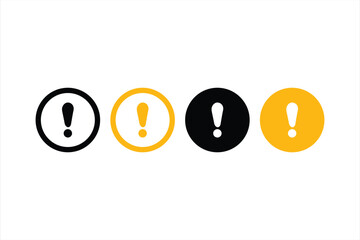 Caution alarm icons set . Danger, attention, yellow and black fatal error message element, exclamation mark of warning attention .