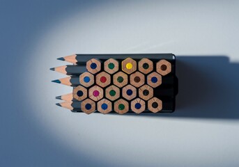 Art Pencils Top-Down Blue Hour White Seamless