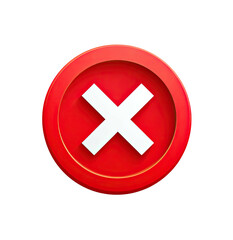 Obraz premium Red circle button with a white X