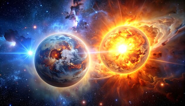 Exploding planet cosmic clash