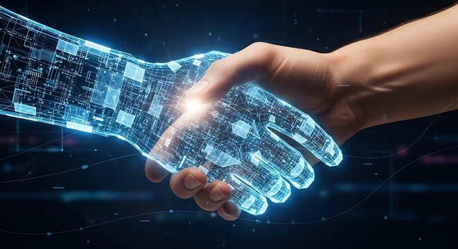 Human and AI Handshake.