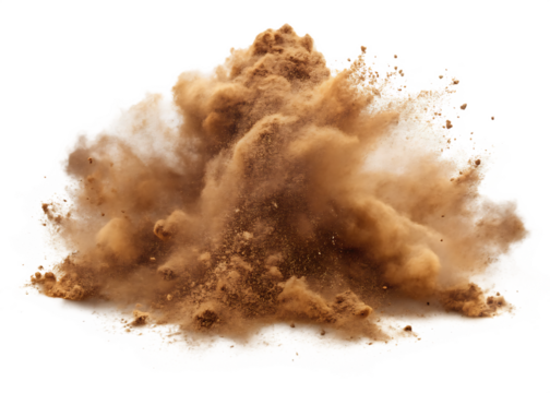  -brown dust sand soil particles cloud isolated on ,PNG. AI Generated