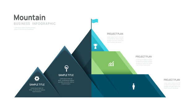 Iceberg infographic template for business. mountain 3 steps to success with icon. presentation vector infographics.