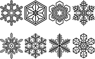 シンプルでグラフィカルな雪の結晶セット