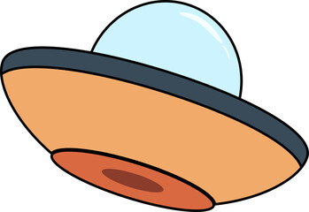 Cute flying UFO element isolated on white background. Vector