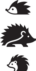 Cute and Minimalist Hedgehog Icon Set Three Modern Vector Silhouettes for Logo App Web and Graphic Design Spiky Animal Logo Glyph Collection