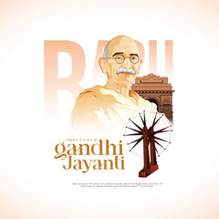 Gandhi Jayenti vector art illustration