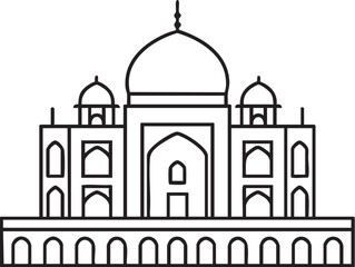 Elegant Outline Drawing of humayus tomb – Historical Vector Art