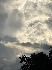 Sunlight breaking through the clouds