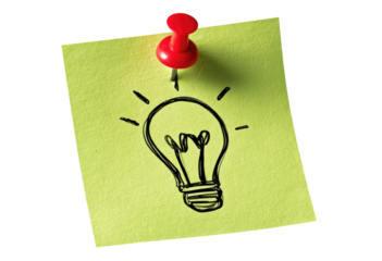 Sticky note with a lightbulb