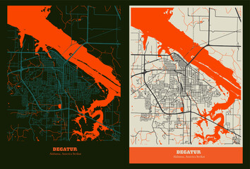 Decatur, Alabama, minimalist US map poster