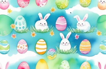 Obraz premium Watercolor Easter pattern