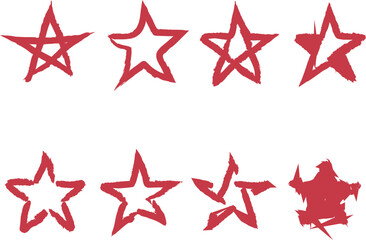 Collection of Hand Drawn Red Stars Various Styles and Designs Abstract Illustration