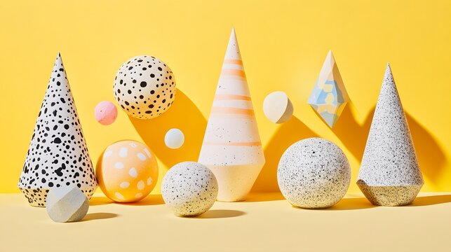 Abstract Geometric Shapes Still Life Yellow Background - Powered by Adobe