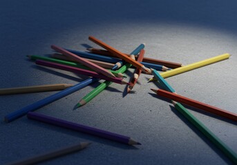 Colored Pencils Flat-lay Product Photo at Blue Hour