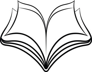 Minimalist continuous line drawing of an open book with blank pages white vector illustration EPS file download.