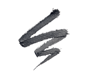 Dark gray cosmetic product smudge on transparent background