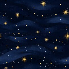 Fototapeta premium Starry winter night seamless with shimmering lights and deep celestial sky patterns