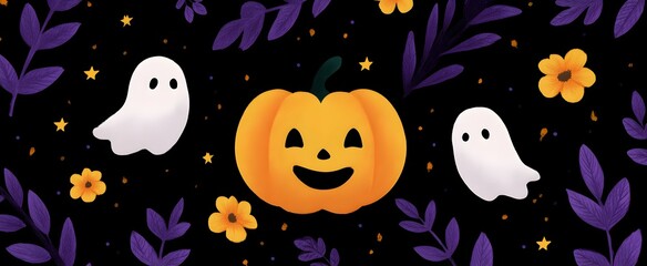 Halloween-themed phone wallpaper where spooky pumpkins and ghosts dance like midnight shadows.