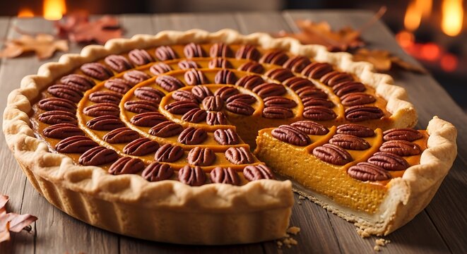 Pumpkin pie with pecans