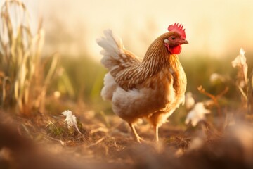 Fototapeta premium Chicken on the meadow