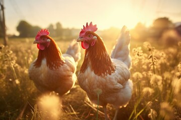 Fototapeta premium Chicken on the meadow