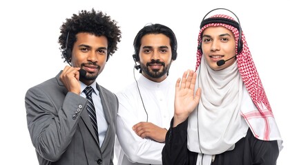 Three customer service representatives posing