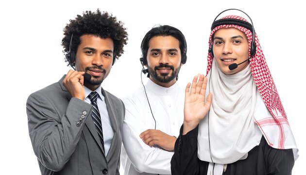 Three customer service representatives posing