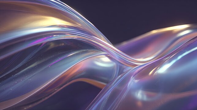 High-resolution 3D scene featuring flowing organic forms, gentle curves, holographic color transitions, and ambient soft illumination in a futuristic sci-fi style,abstract 3d background, holographic ,