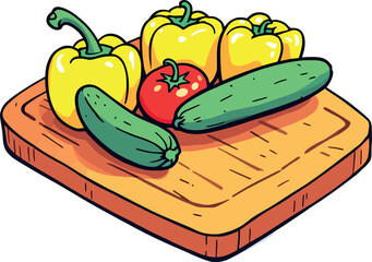 Vsai fresh vegetables on cutting board for healthy cooking