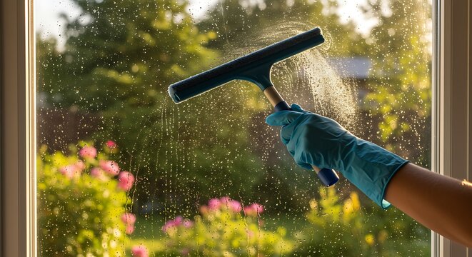 Window cleaning outdoors