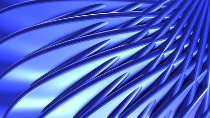 Blue striped pattern background, 3d lines design, abstract minimal background.