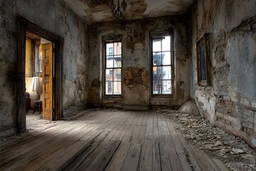 Obraz premium dilapidation turns a ruined loft into a sleepy time capsule like a slumbering city