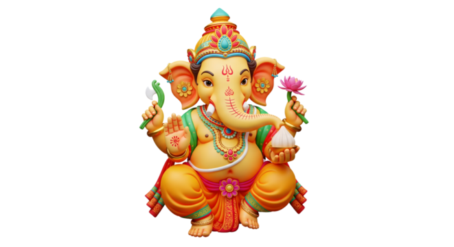 Lord Ganesha idol PNG Hindu god Ganapati spiritual artwork
