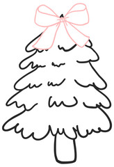 Outline Christmas Tree Doodle Style
