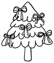  Outline christmas tree and bow