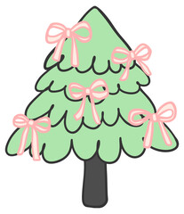 Green christmas tree  and Pink Bow