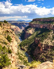 Canyon vista with river winding through