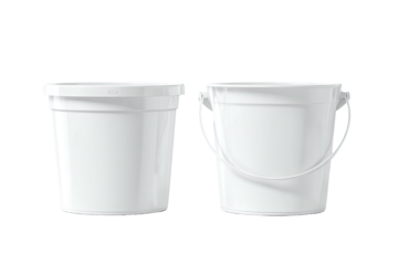 Two white plastic buckets