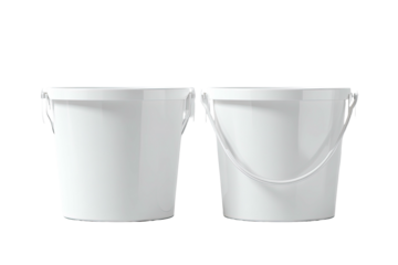 Two identical white plastic buckets (1)