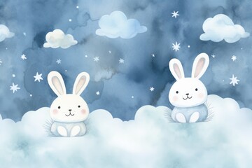 Children's pattern with clouds