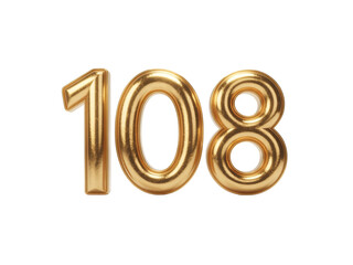 Stunning golden number 108 floats triumphantly, symbolizing achievement, anniversaries, or milestones with opulent shine and professional appeal.