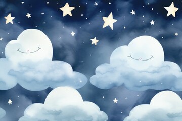 Children's pattern with clouds