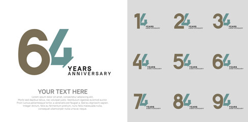 Anniversary logo set vector design, brown and green color for celebration event