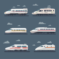 Fototapeta premium A vector set of transportation icons including plane, train, bus, boat, and ship for travel and speed