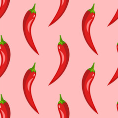 Seamless pattern with a hot pepperr on a pink background