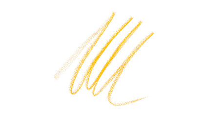 Hand drawn yellow pencil lines, circles, stripes and squiggly lines on a transparent background.