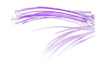 Hand drawn purple pencil lines, circles, stripes and squiggly lines on transparent background.