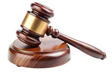 Judge's gavel hammer for adjudication isolated on white background ,PNG. AI Generated